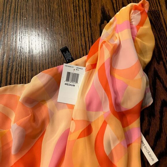 new Aqua Colorful Mini one shoulder Dress - Picture 2 of 4